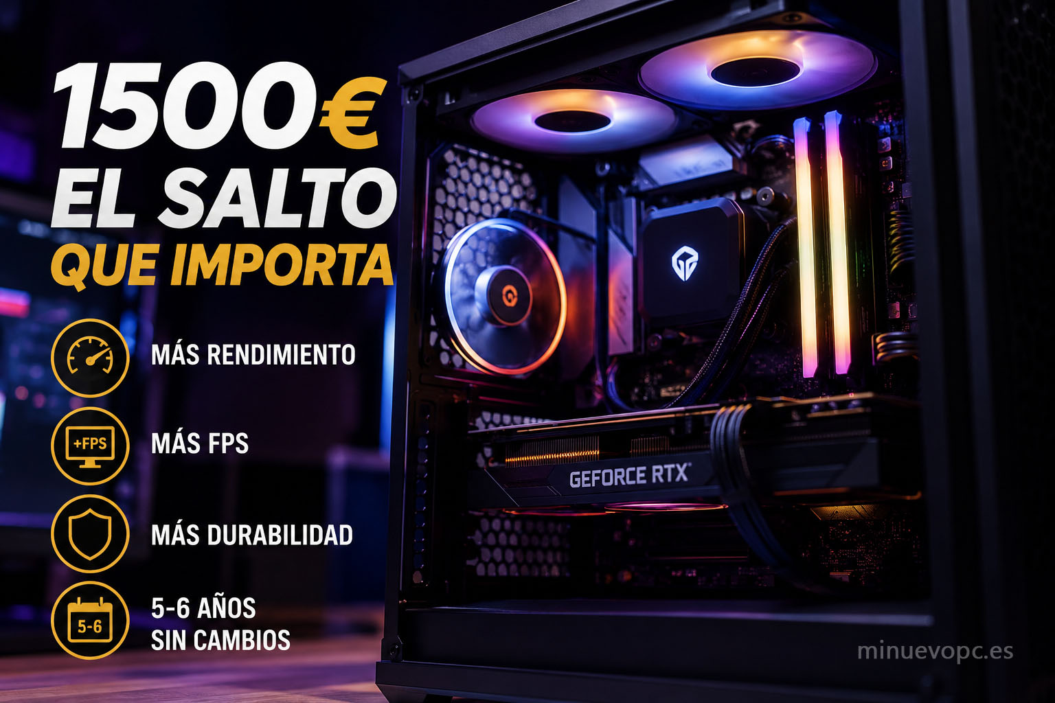 PC gaming de 1500 euros con hardware de alto rendimiento para jugar en 1440p y disfrutar de una excelente relación calidad precio durante años