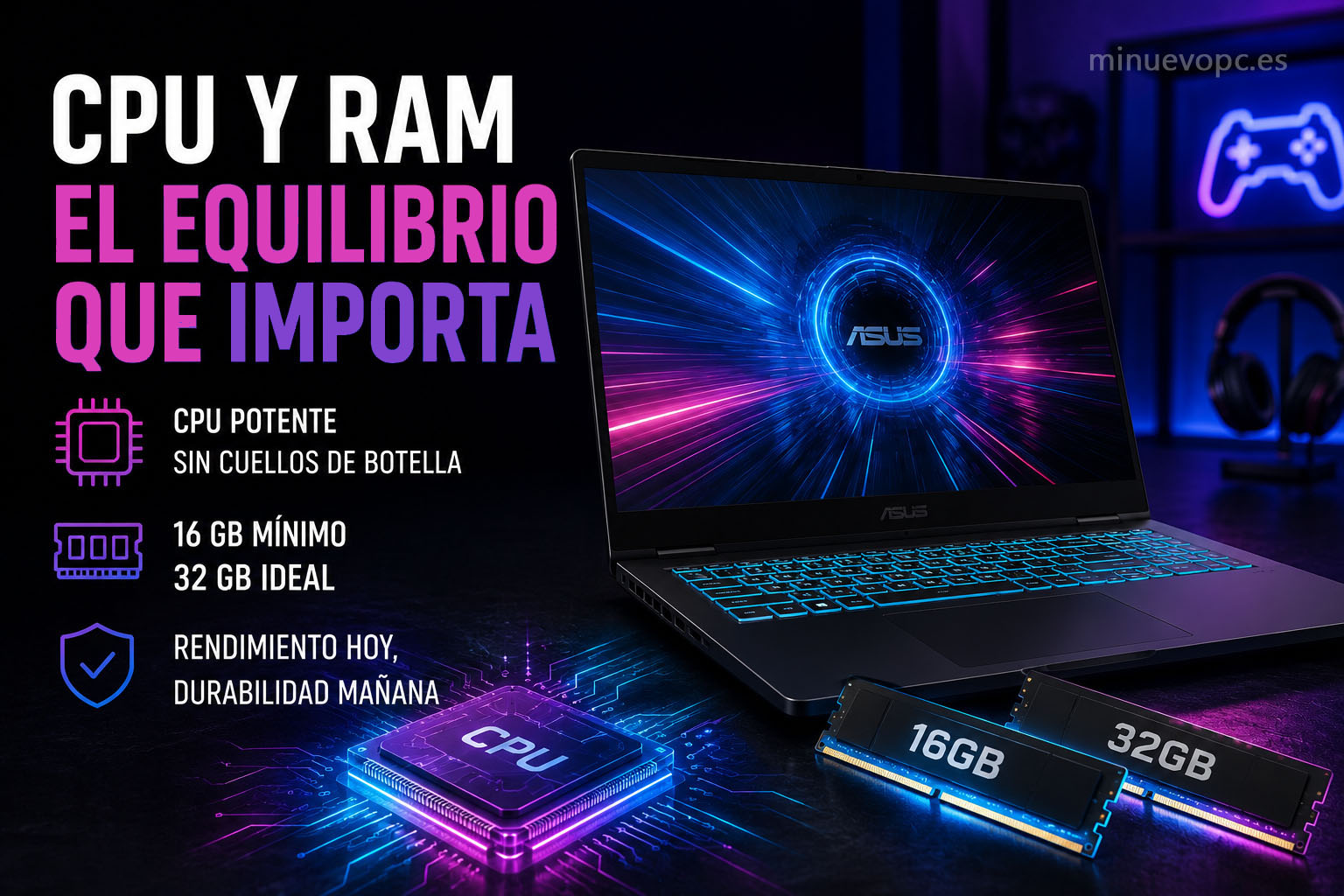 Portátil gaming con procesador Intel Core i7 serie H y memoria RAM DDR5 pensado para gaming de alto rendimiento y uso intensivo durante años