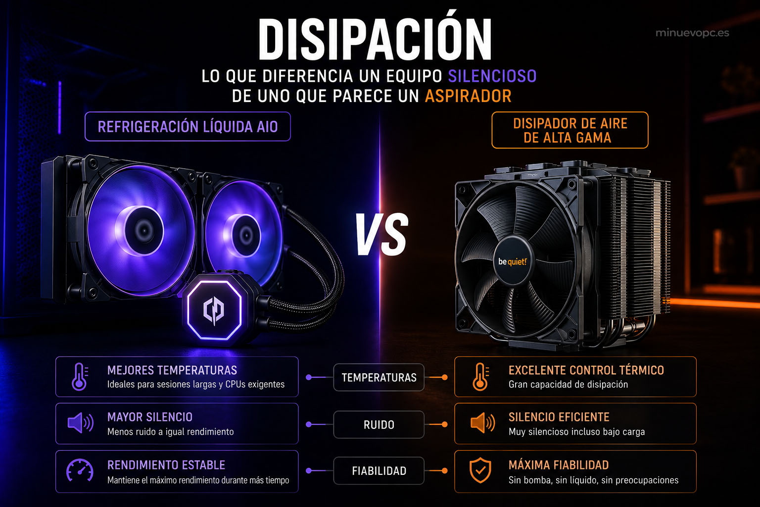 disipacion de calor del procesador, diferencias entre refrigeracion liquida y disipador de aire de alta gama