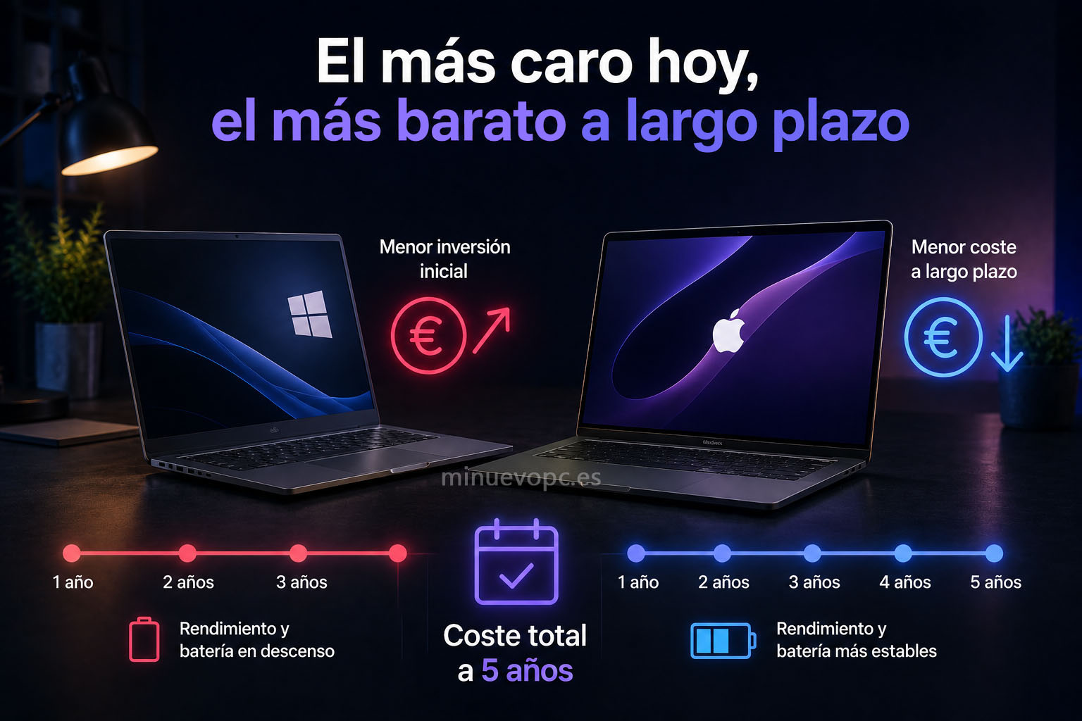 Comparativa del coste total de un portátil a largo plazo para elegir la mejor opción por calidad precio y mayor vida útil