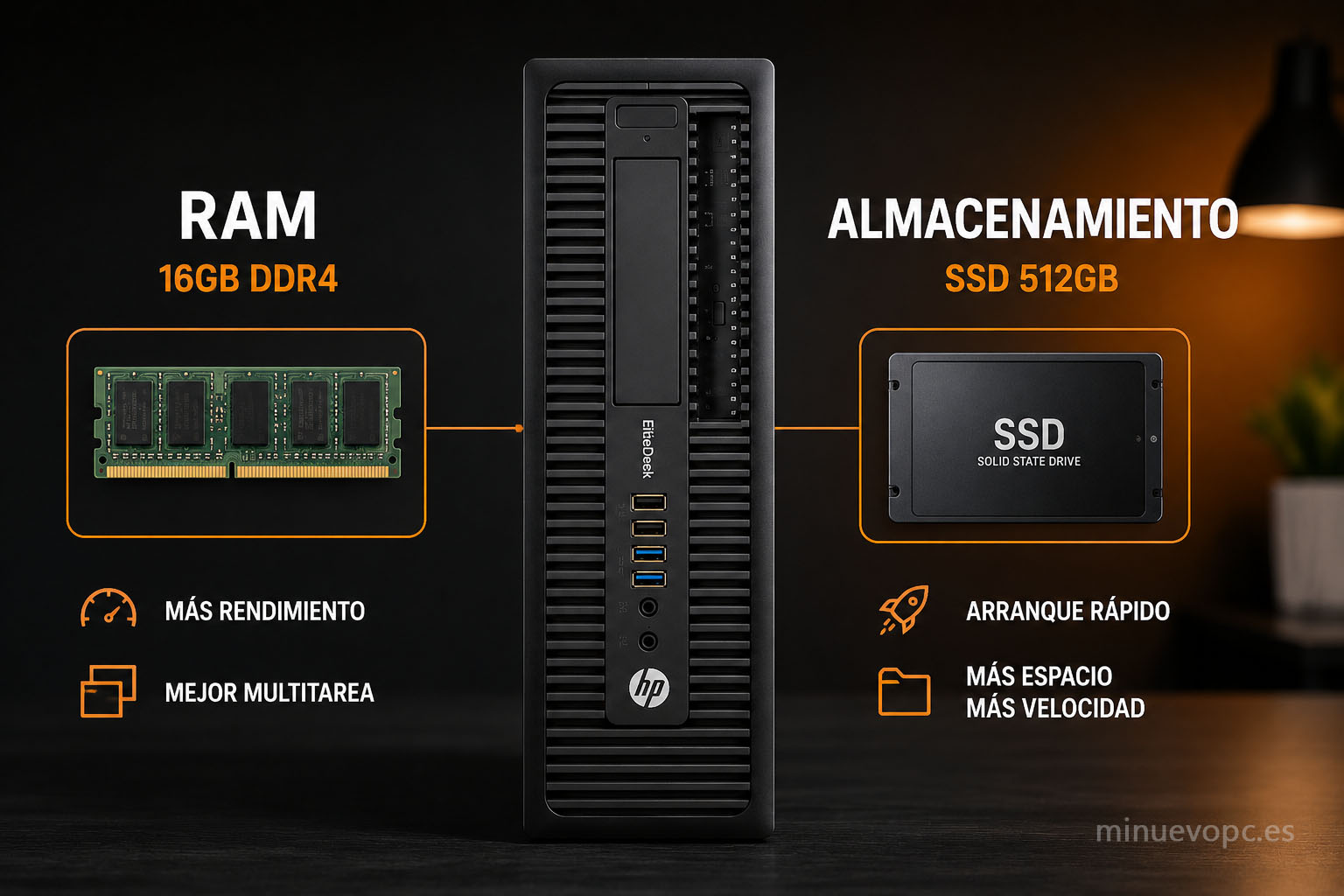 PC reacondicionado con SSD y 16 GB de RAM para trabajar rápido y sin bloqueos