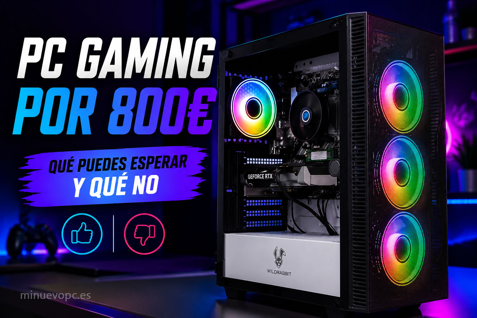 PC gaming por 800 euros con refrigeración RGB y gráfica GeForce RTX preparado para jugar en 1080p con buena relación calidad precio