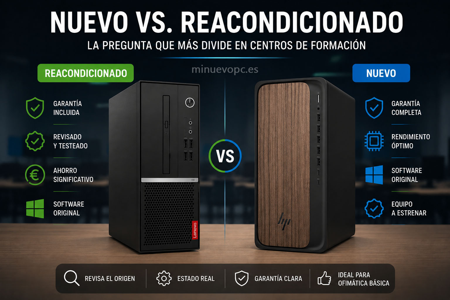 Ordenador reacondicionado frente a PC nuevo para aulas de informática y centros educativos