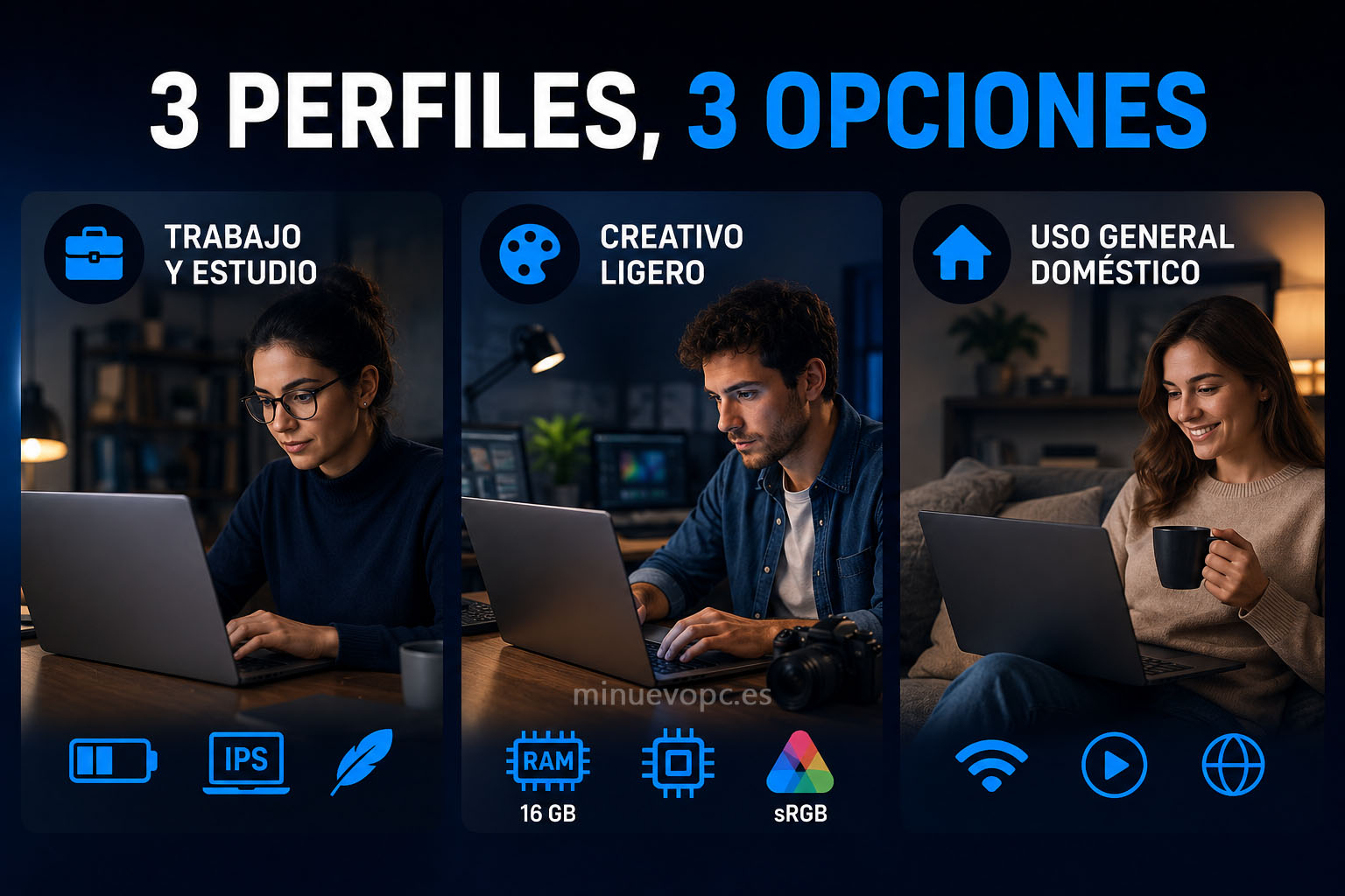 Qué portátil comprar según tu perfil de uso: trabajo, estudio, edición ligera o uso doméstico con la mejor relación calidad precio