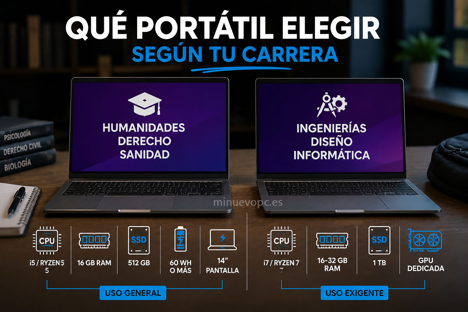Qué portátil comprar según tu carrera universitaria, desde modelos para Derecho y Medicina hasta equipos para Ingeniería, Diseño e Informática