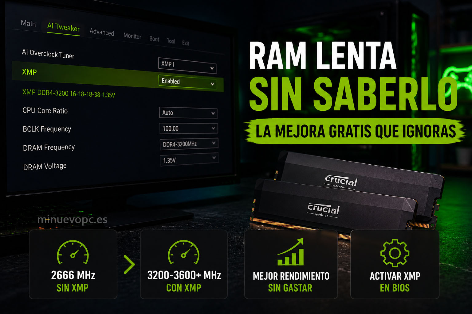 Cómo mejorar el rendimiento del PC activando XMP en la BIOS y aprovechar toda la velocidad de tu memoria RAM sin gastar dinero
