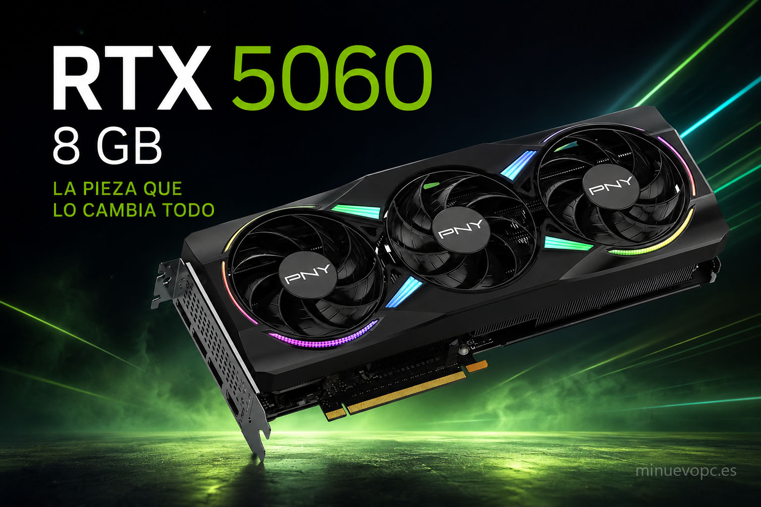 Primer plano de una RTX 5060, la pieza clave para conseguir más FPS sin disparar el presupuesto.