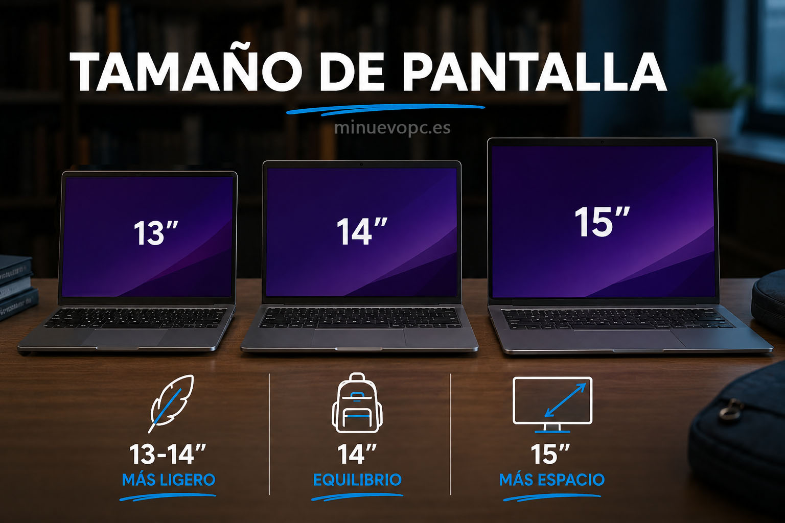 Comparativa de portátiles de 13, 14 y 15 pulgadas para elegir el tamaño con mejor calidad precio según movilidad y comodidad en la universidad