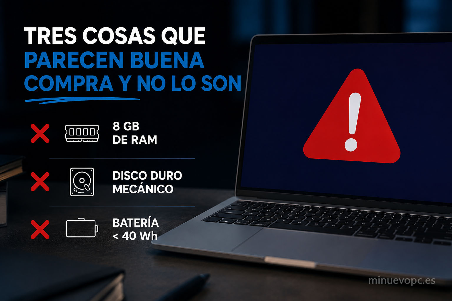 Errores frecuentes al comprar un portátil con 8 GB de RAM, disco HDD o batería limitada frente a opciones con mejor calidad precio