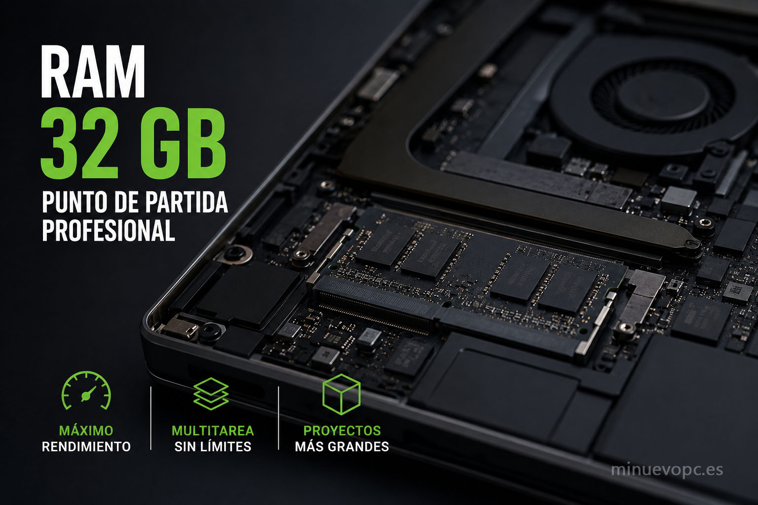 Memoria RAM de 32 GB en portátil profesional para AutoCAD, Revit e Inventor con capacidad para trabajar con proyectos complejos sin ralentizaciones