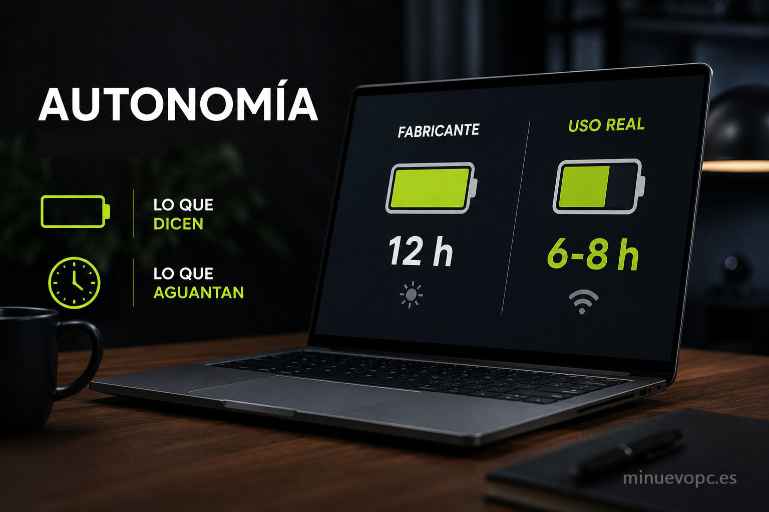 Comparativa de autonomía real en un portátil de 16 pulgadas con procesadores eficientes para trabajar durante toda la jornada sin depender del cargador