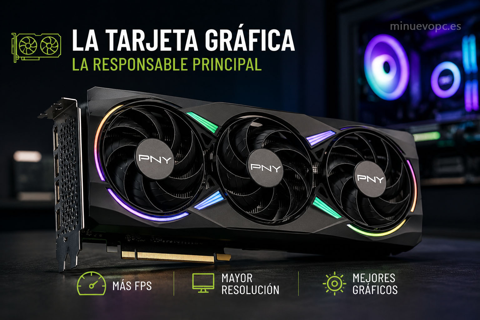 Tarjeta gráfica gaming de alto rendimiento responsable de generar más FPS, mejor calidad visual y mayor resolución en juegos actuales.