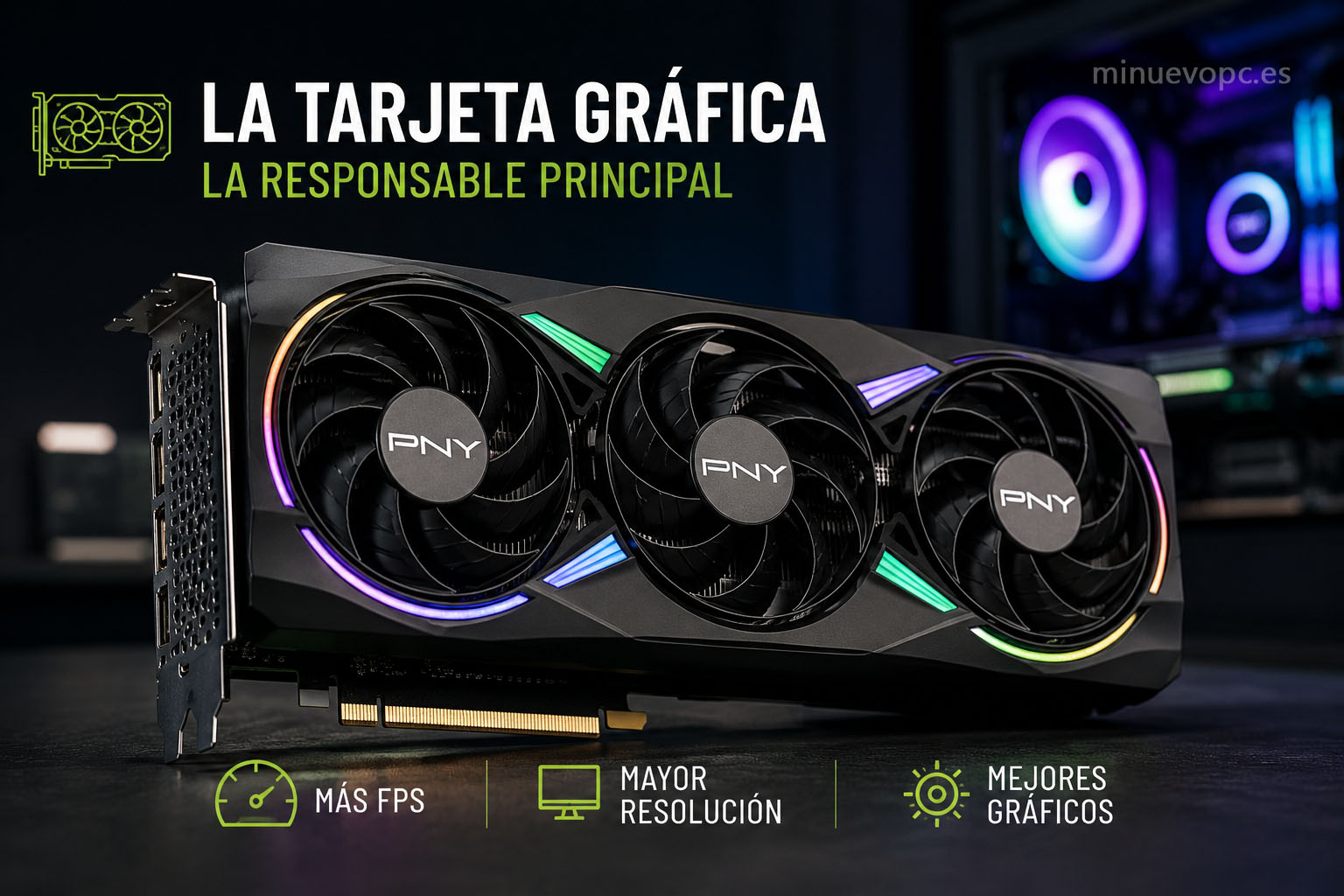Tarjeta gráfica gaming de alto rendimiento responsable de generar más FPS, mejor calidad visual y mayor resolución en juegos actuales.