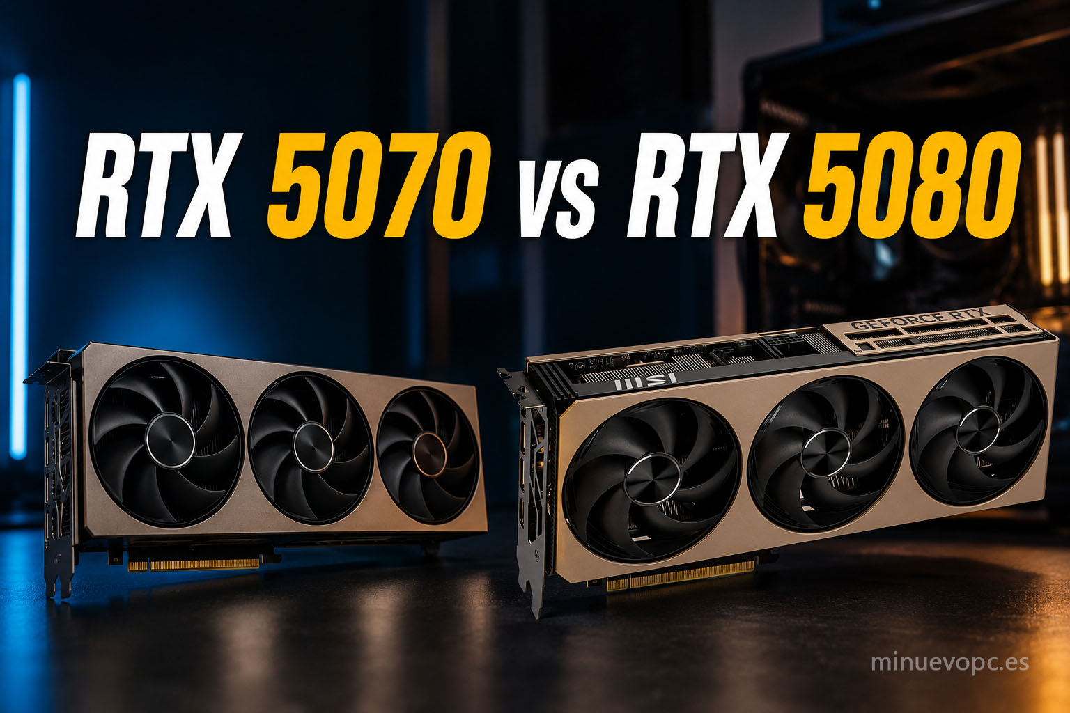 Comparativa RTX 5070 vs RTX 5080 para analizar rendimiento, consumo y precio antes de elegir una nueva tarjeta gráfica