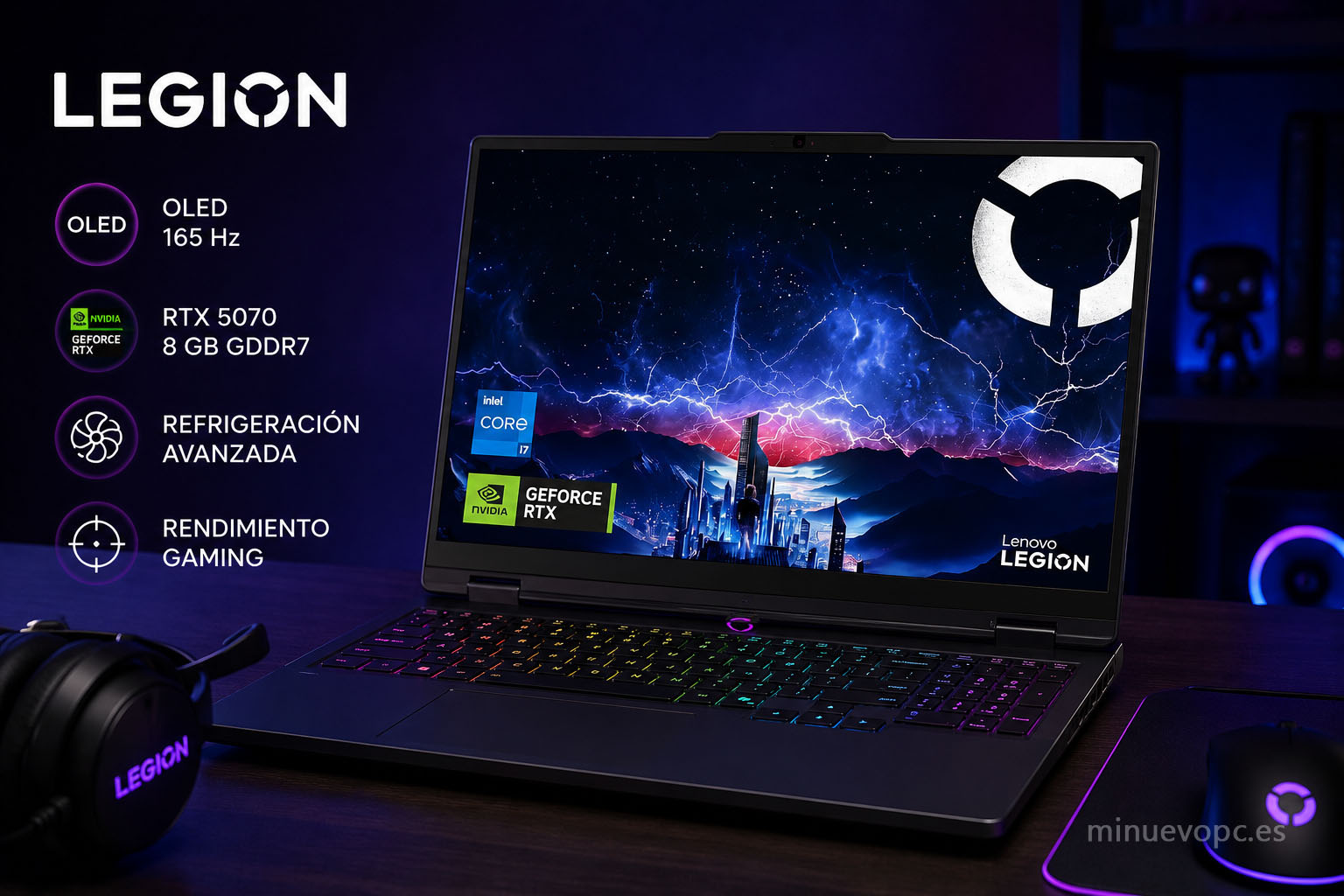 Lenovo Legion con pantalla OLED y gráfica RTX para disfrutar de juegos exigentes y comprar un portátil gaming de alto rendimiento