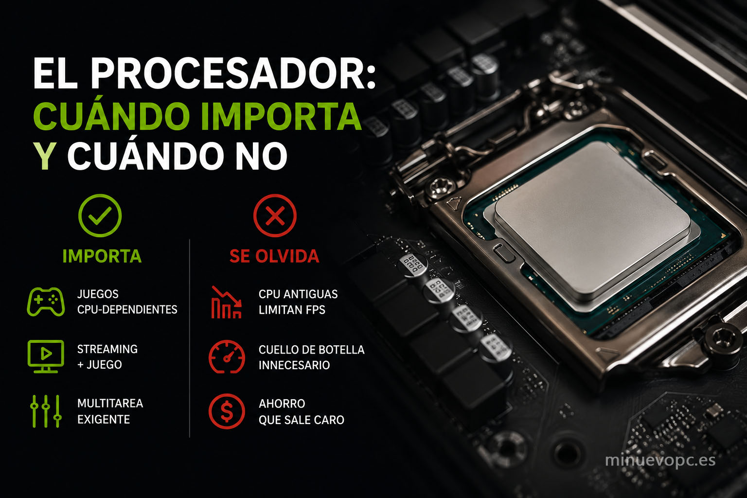 Procesador moderno para PC gaming capaz de mantener altos FPS en juegos, multitarea y streaming sin crear cuellos de botella