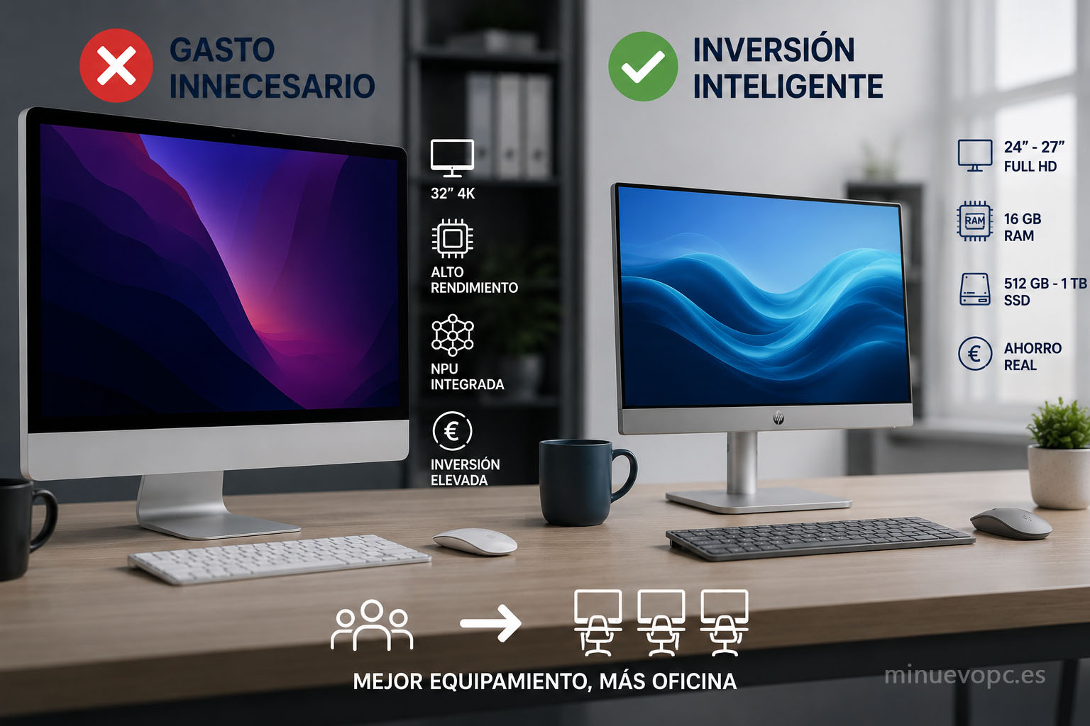 Comparativa entre un PC todo en uno de gama media y uno de gama alta para comprar solo la potencia que realmente necesitas