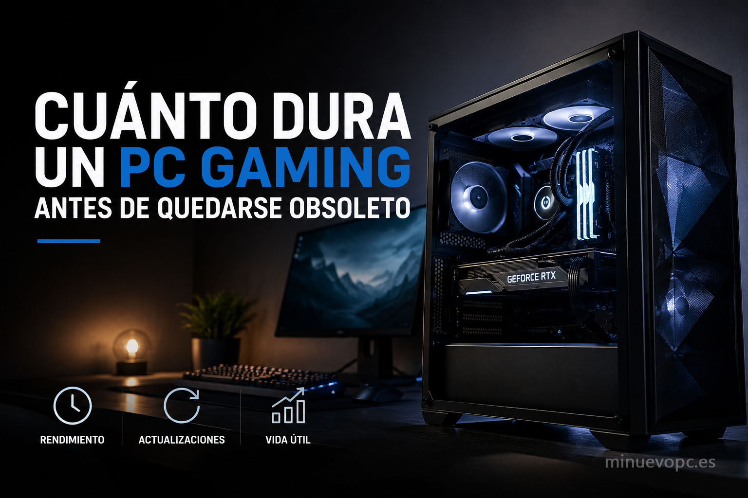 PC gaming de sobremesa con hardware moderno mostrando la duración real del equipo antes de comprar o actualizar componentes