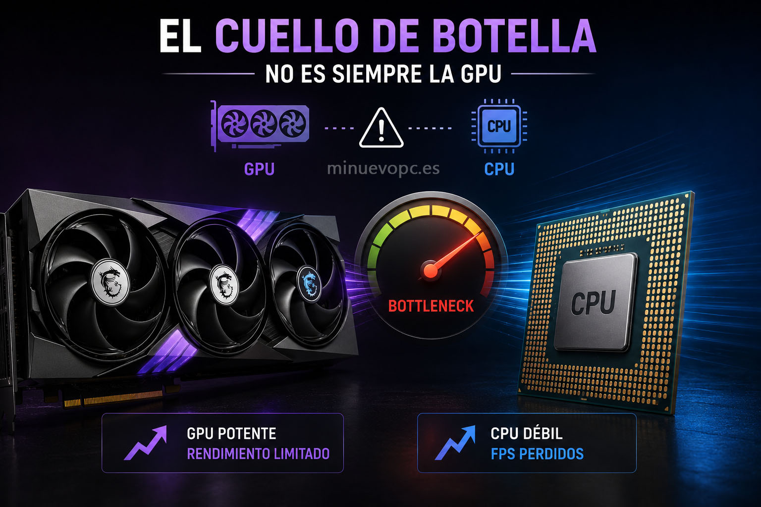 RTX 5090 y RTX 5080 explicando el cuello de botella del procesador, equilibrio CPU GPU y cómo aprovechar todo el rendimiento de una gráfica potente