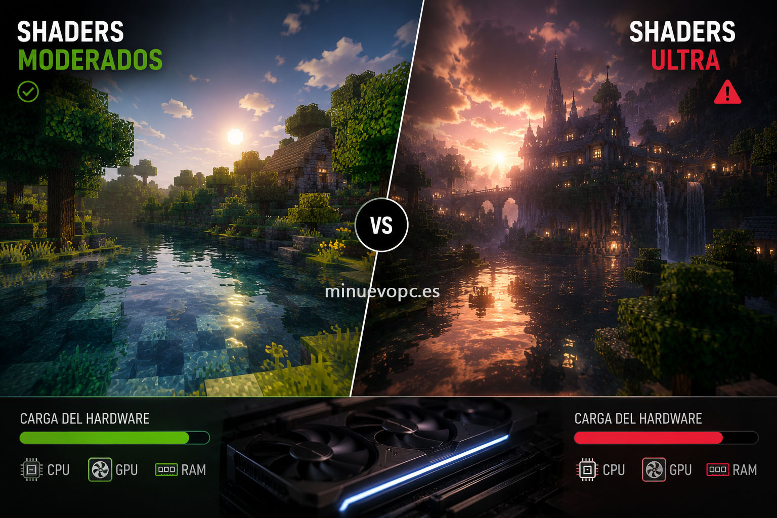 Diferencia entre shaders moderados y ultra en Minecraft y qué tarjeta gráfica merece la pena comprar para moverlos