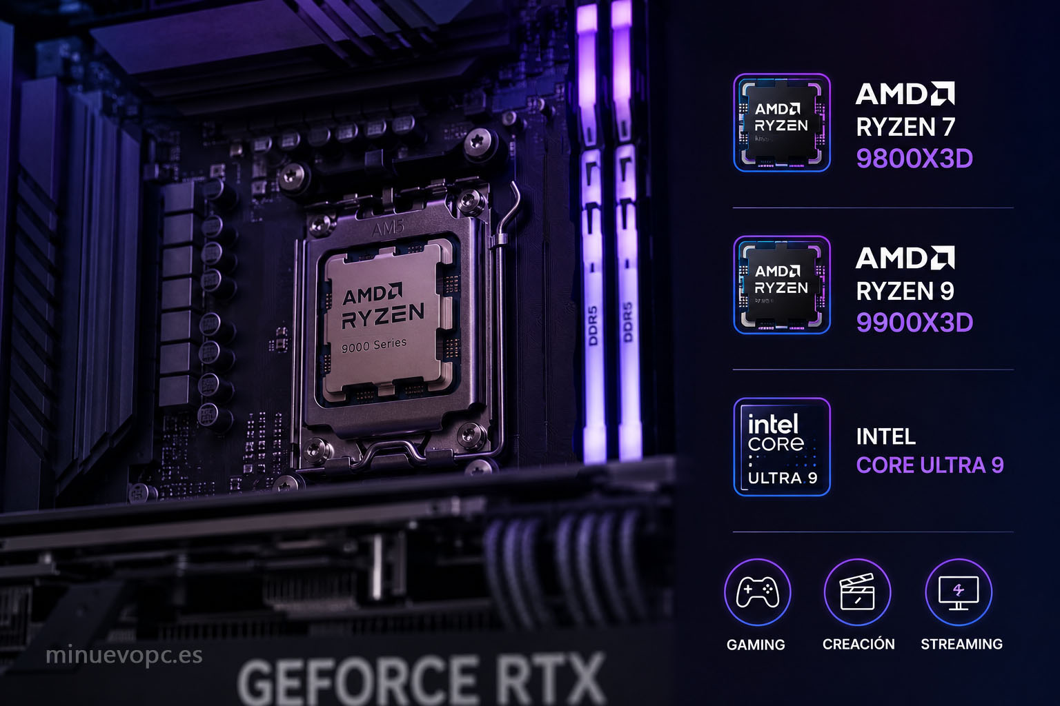 Procesadores Ryzen X3D e Intel Core Ultra ideales para sacar todo el rendimiento a un PC gaming con RTX 5080