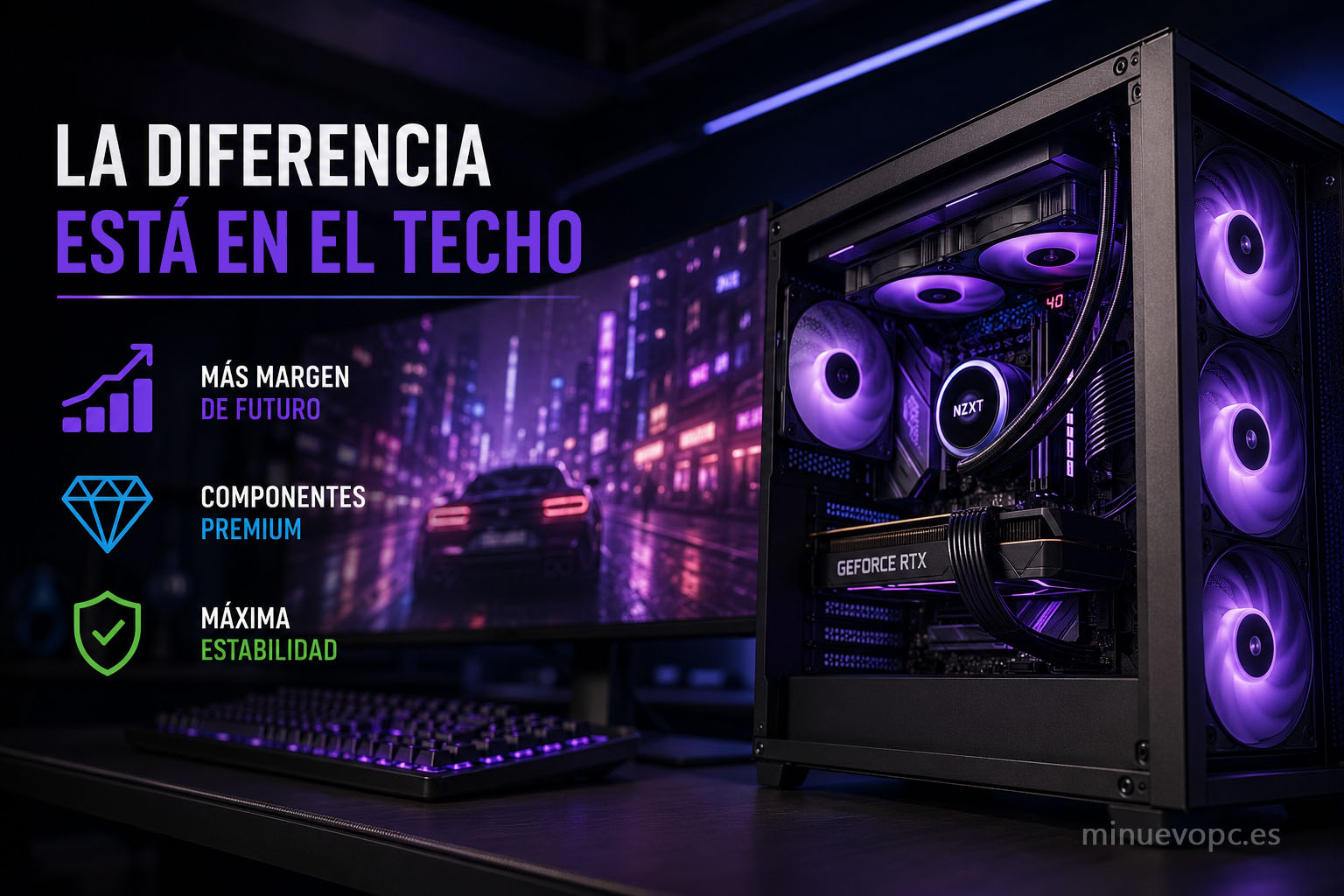 Dos setups gaming enfrentados muestran qué cambia al comprar un PC de 3.000€: más margen de rendimiento, mejores componentes y capacidad para jugar en 4K