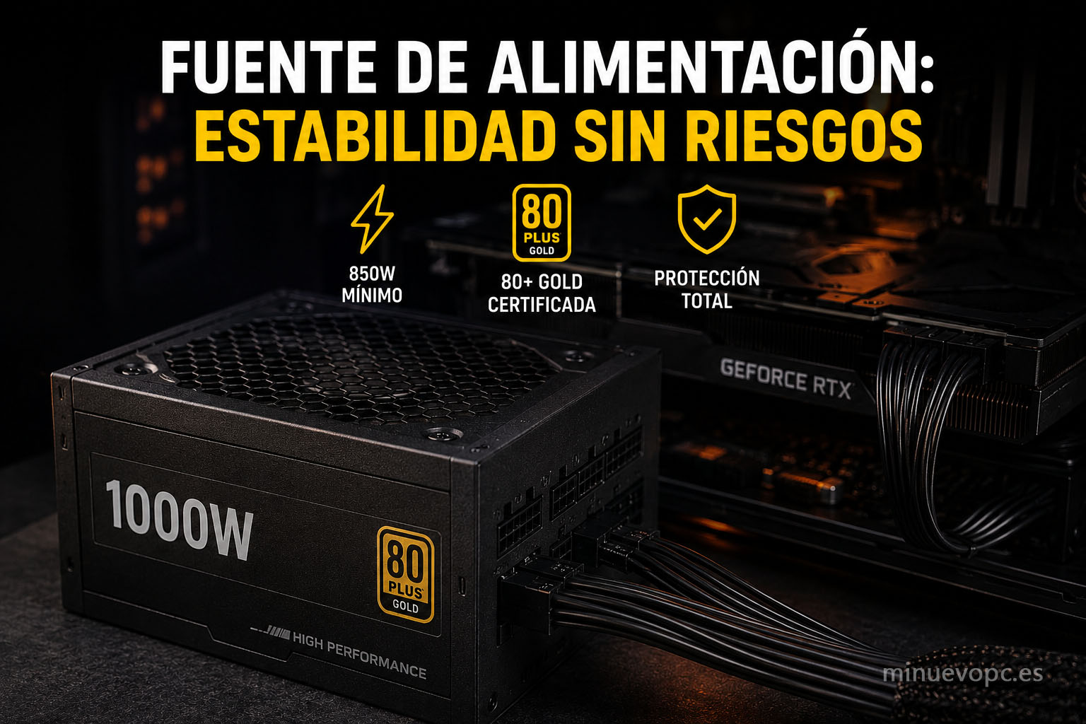 Fuente 80 Plus Gold de 850W o 1000W, componente clave para un PC gaming fiable y sin problemas de alimentación