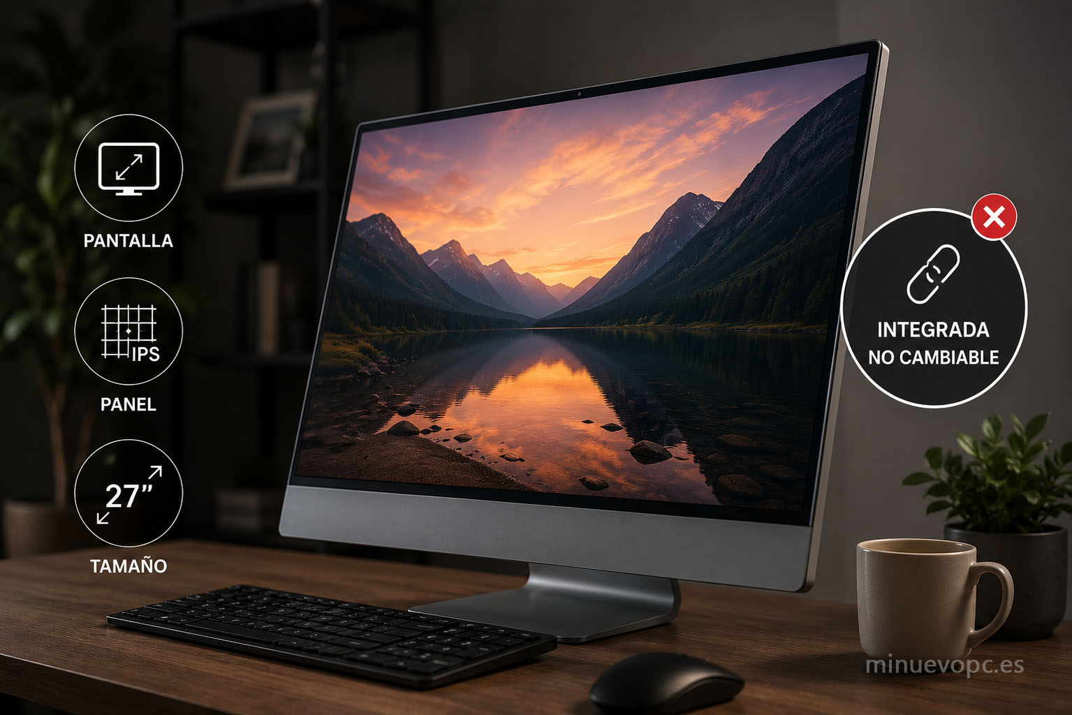 Ordenador todo en uno con pantalla integrada IPS de gran tamaño, ventajas y limitaciones frente a un mini PC