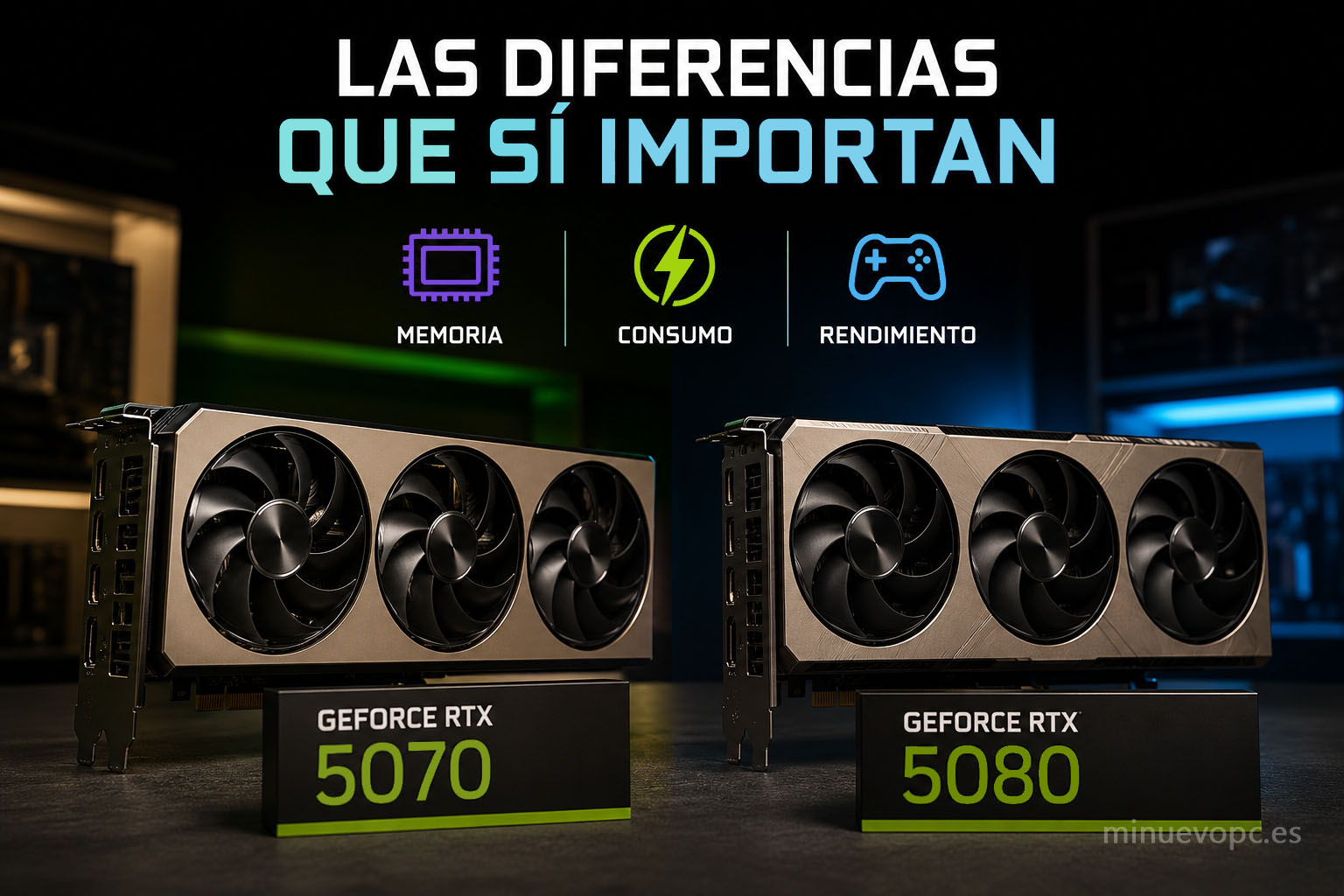 RTX 5070 vs RTX 5080 comparativa de memoria, consumo y rendimiento para elegir la mejor tarjeta gráfica calidad precio
