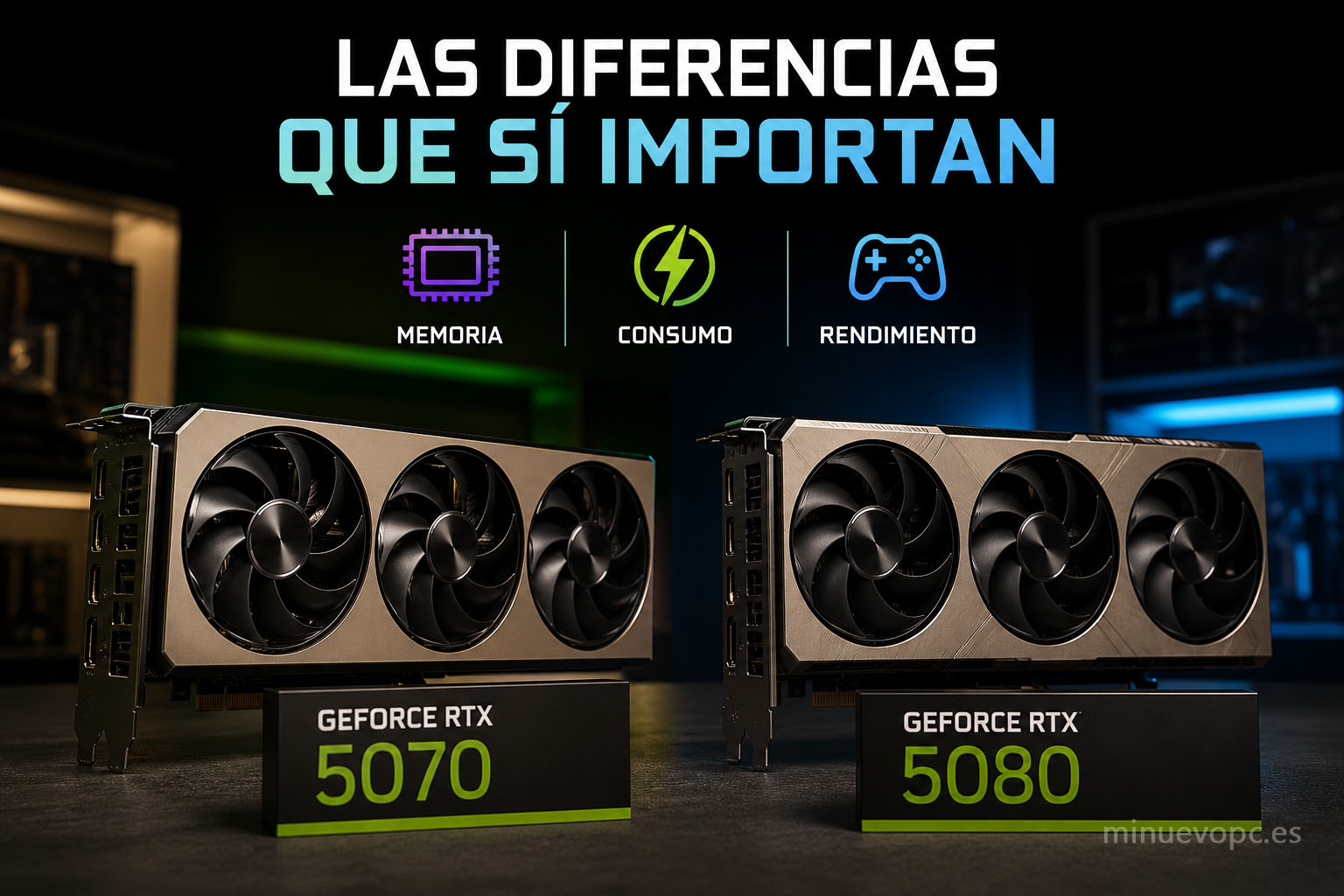 RTX 5070 vs RTX 5080 comparativa de memoria, consumo y rendimiento para elegir la mejor tarjeta gráfica calidad precio