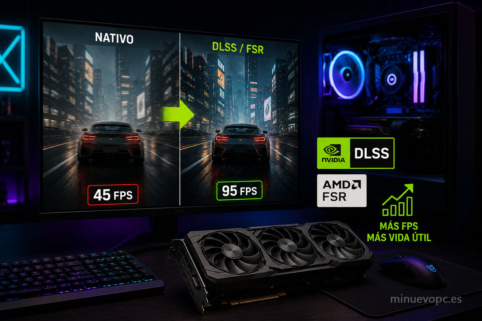 Tecnologías DLSS y FSR mejoran FPS y prolongan la vida útil de la GPU, una ventaja clave antes de comprar un pc gaming nuevo
