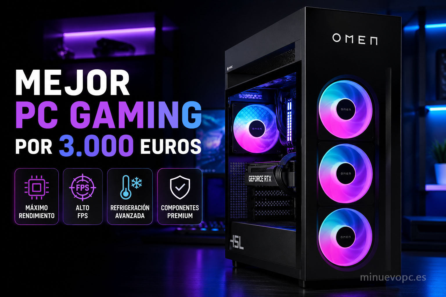 Mejor PC gaming por 3000 euros con RTX 5080, procesador Ryzen X3D y hardware premium para jugar en 4K con máxima calidad