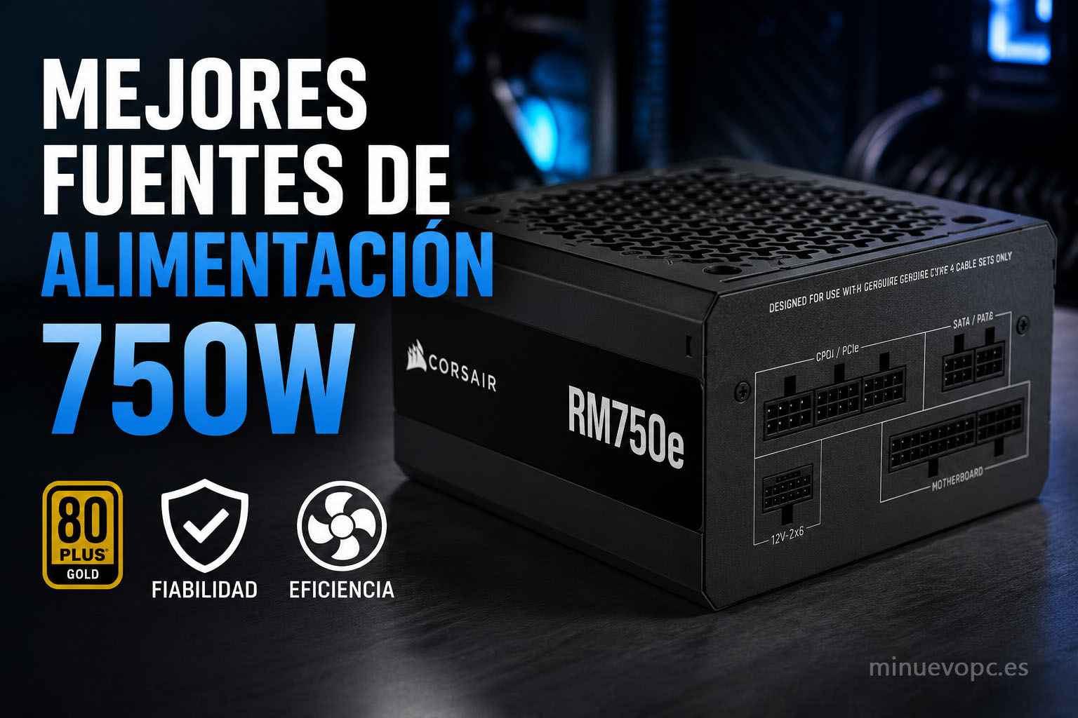 Mejores fuentes de alimentación 750W para PC gaming con certificación eficiente, diseño modular y rendimiento estable para cualquier configuración