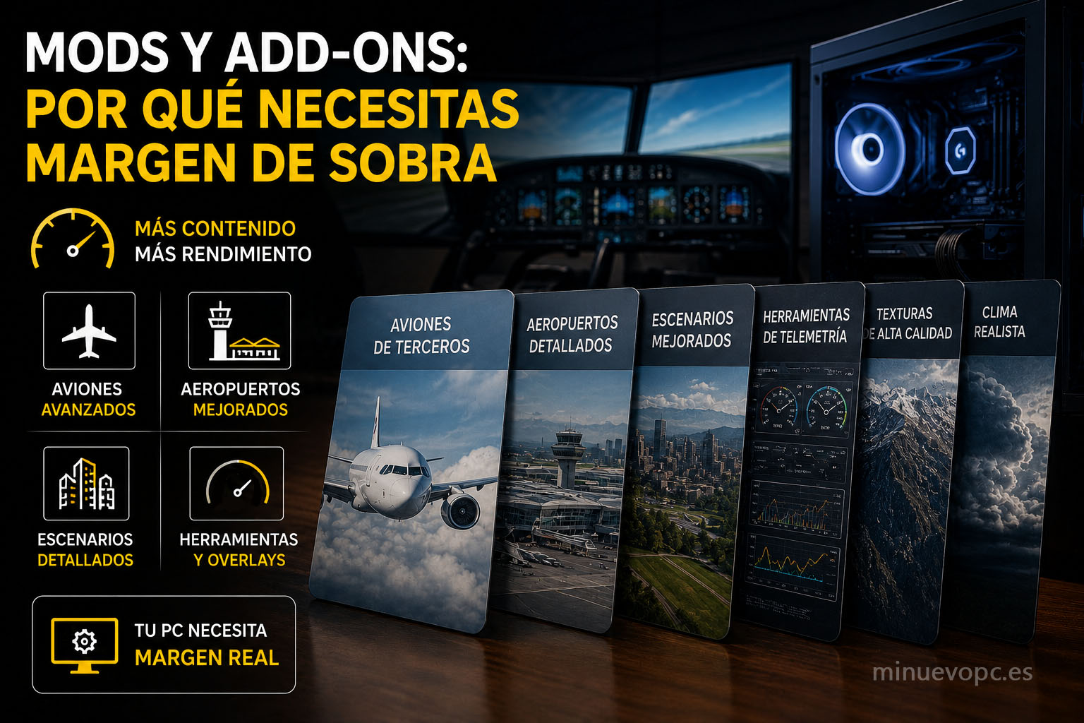 PC gaming para simuladores con margen de rendimiento para mods, aviones y escenarios