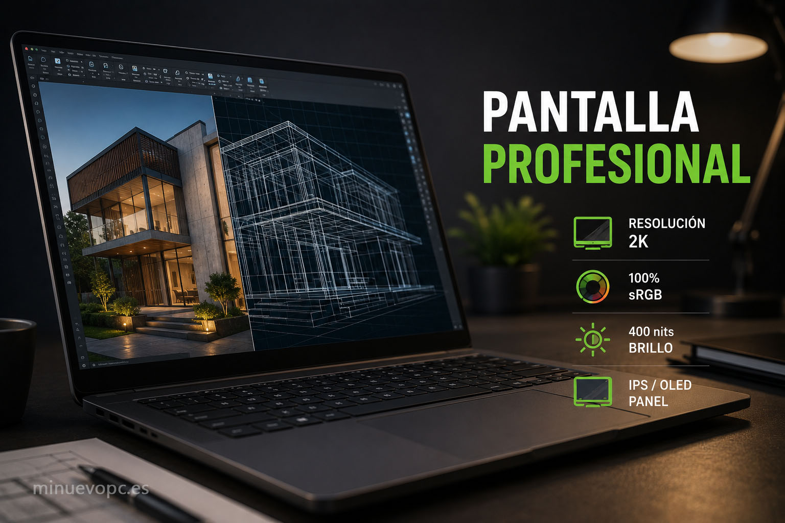 Pantalla de alta resolución para portátil de AutoCAD con excelente calidad de imagen, colores precisos y gran nitidez para diseño técnico profesional