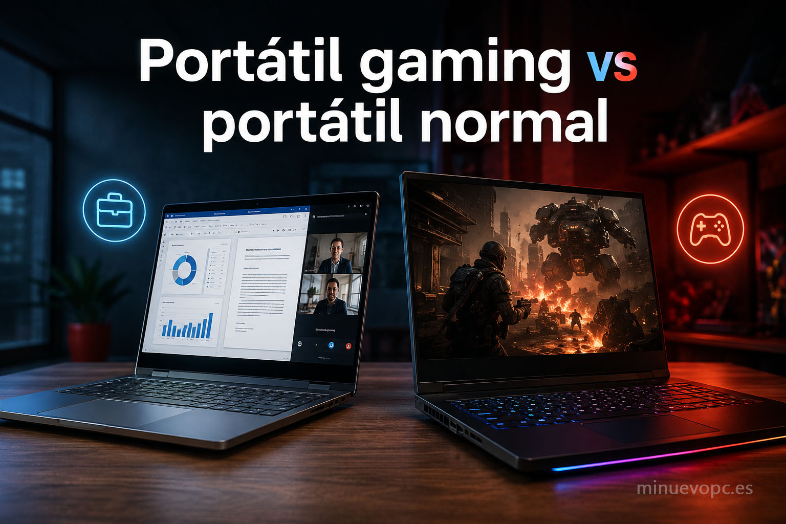 Comparativa entre portátil gaming vs portátil normal para elegir la mejor opción según rendimiento, trabajo y autonomía