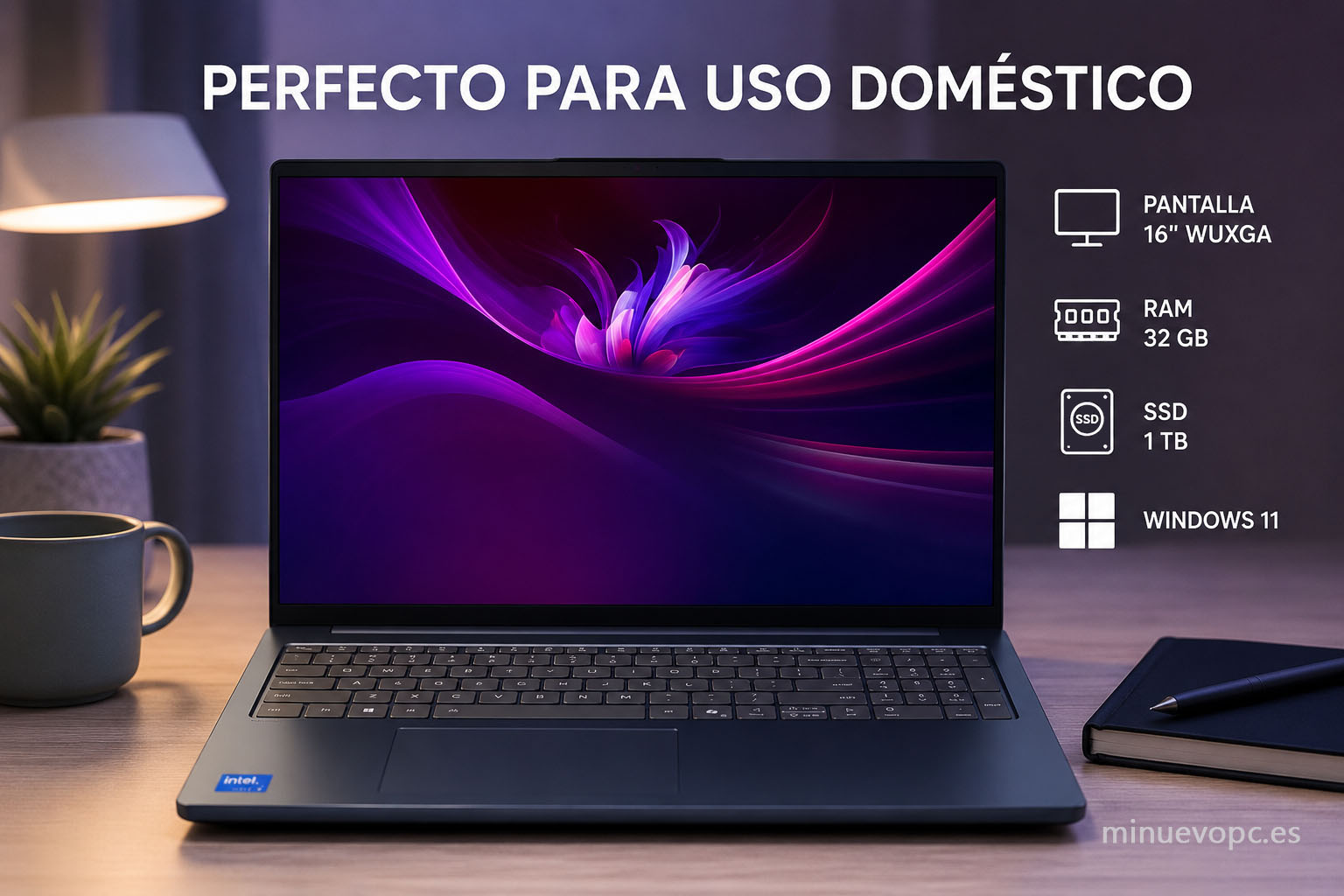 Comprar portátil para casa con pantalla grande, diseño moderno y buen rendimiento diario