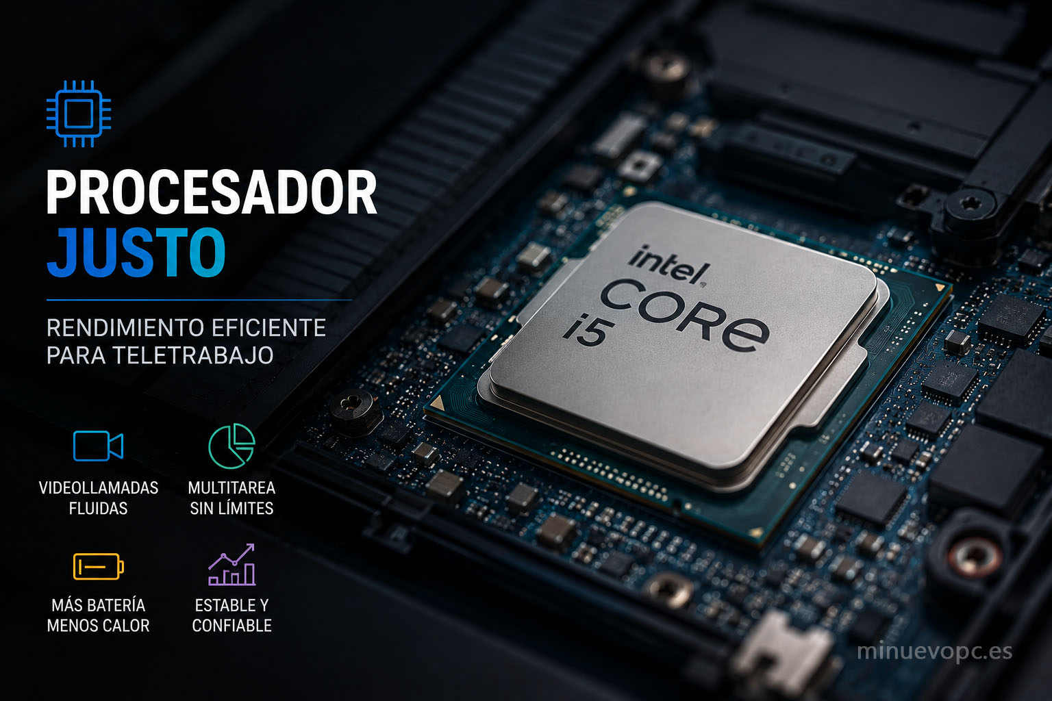 Procesador eficiente para teletrabajo con buen rendimiento, menor consumo energético y mejor experiencia multitarea