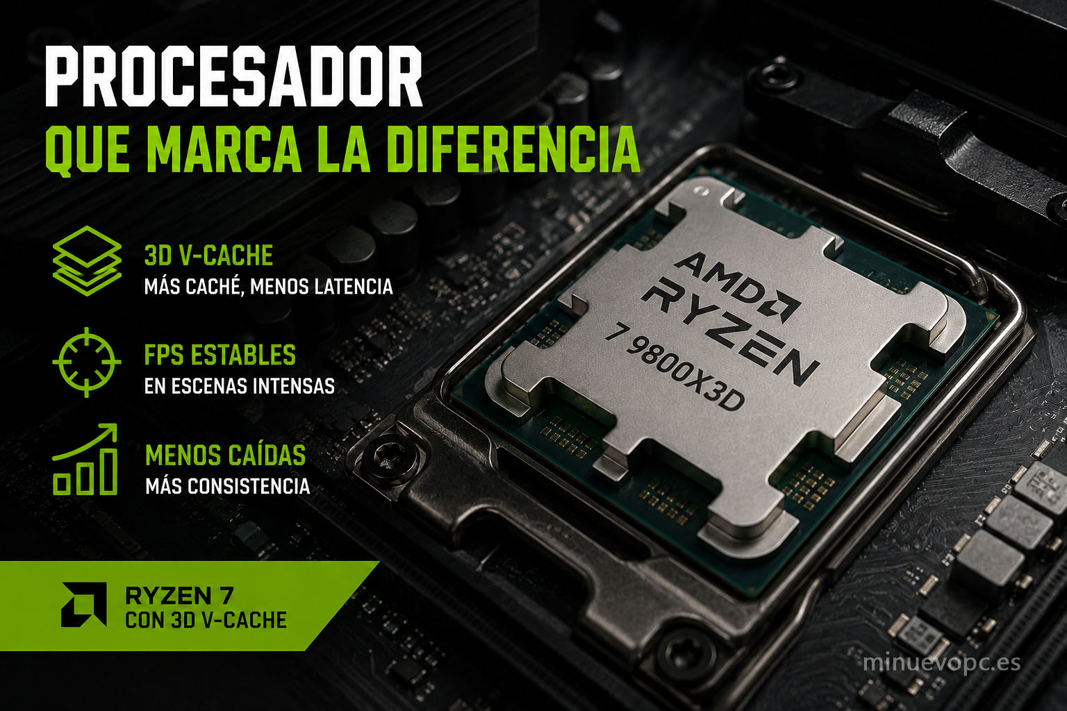 Procesador Ryzen 7 con tecnología 3D V-Cache para Warzone, diseñado para reducir microstutters y conseguir FPS más estables en partidas exigentes