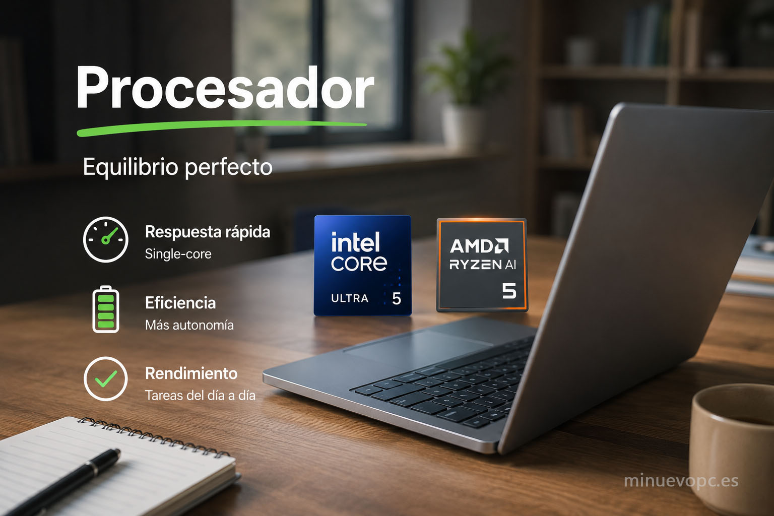 Procesador eficiente en portátil para profesores con excelente relación calidad precio y rendimiento para tareas educativas diarias