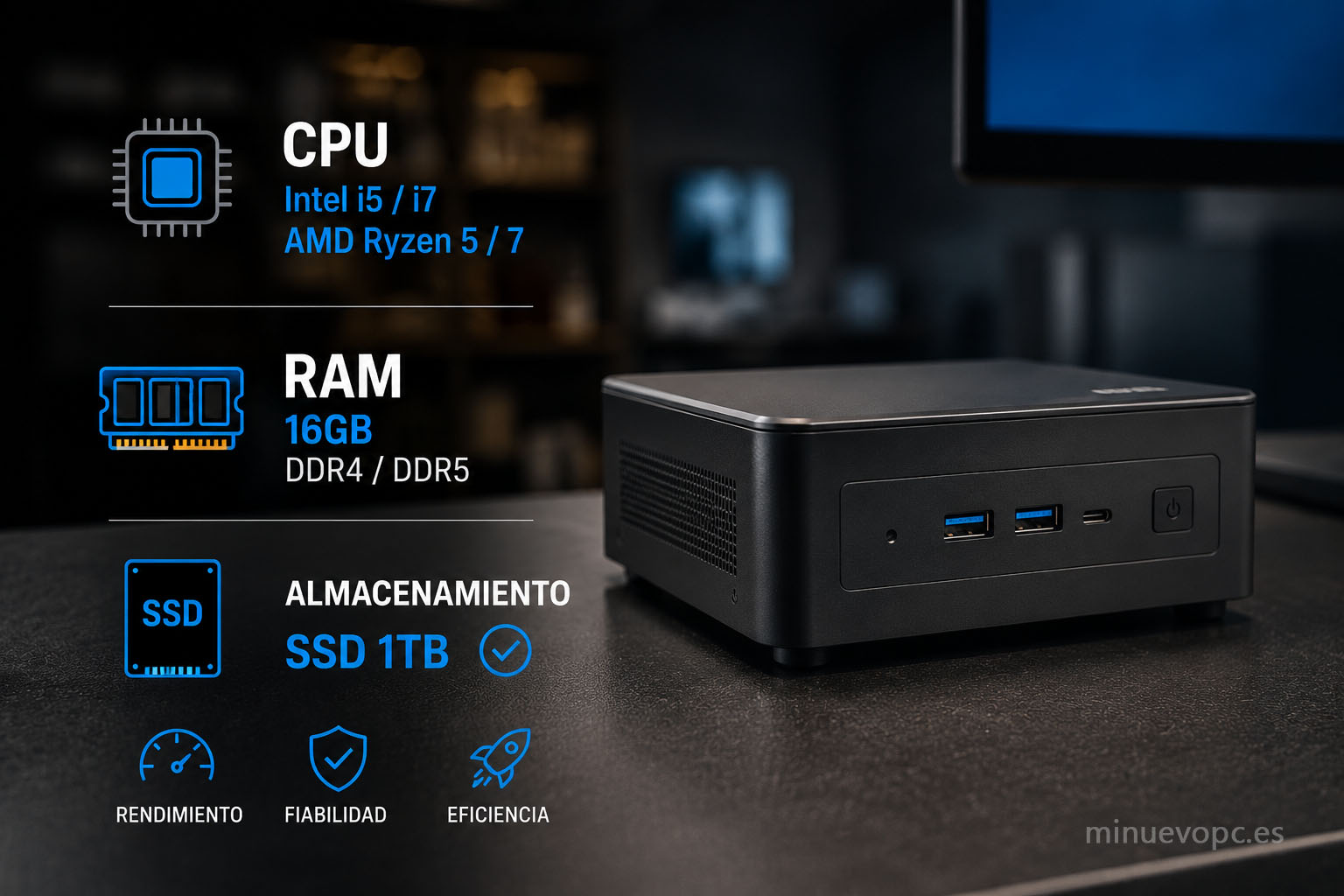 Mini PC para empresa con procesador moderno, 16 GB de RAM y SSD de 1 TB, la configuración ideal en relacion calidad precio