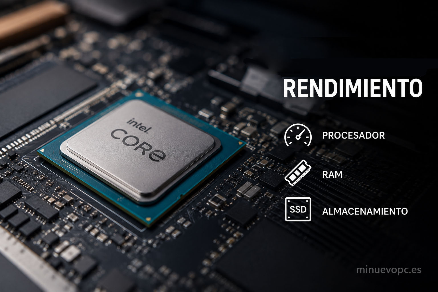 Componentes clave de un portátil doméstico: procesador, RAM y SSD para un rendimiento rápido y fluido