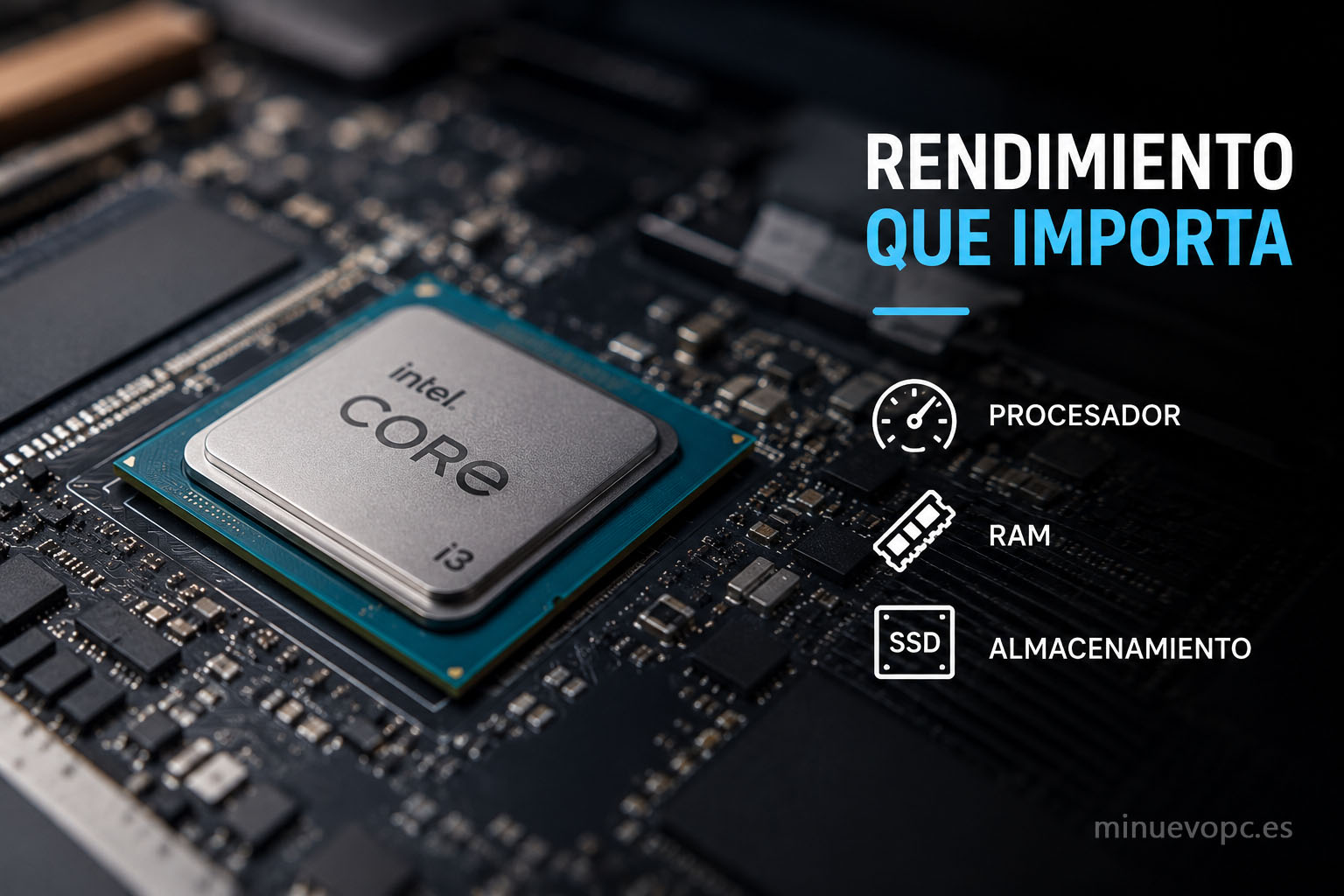 Componentes clave de un portátil doméstico: procesador, RAM y SSD para un rendimiento rápido y fluido