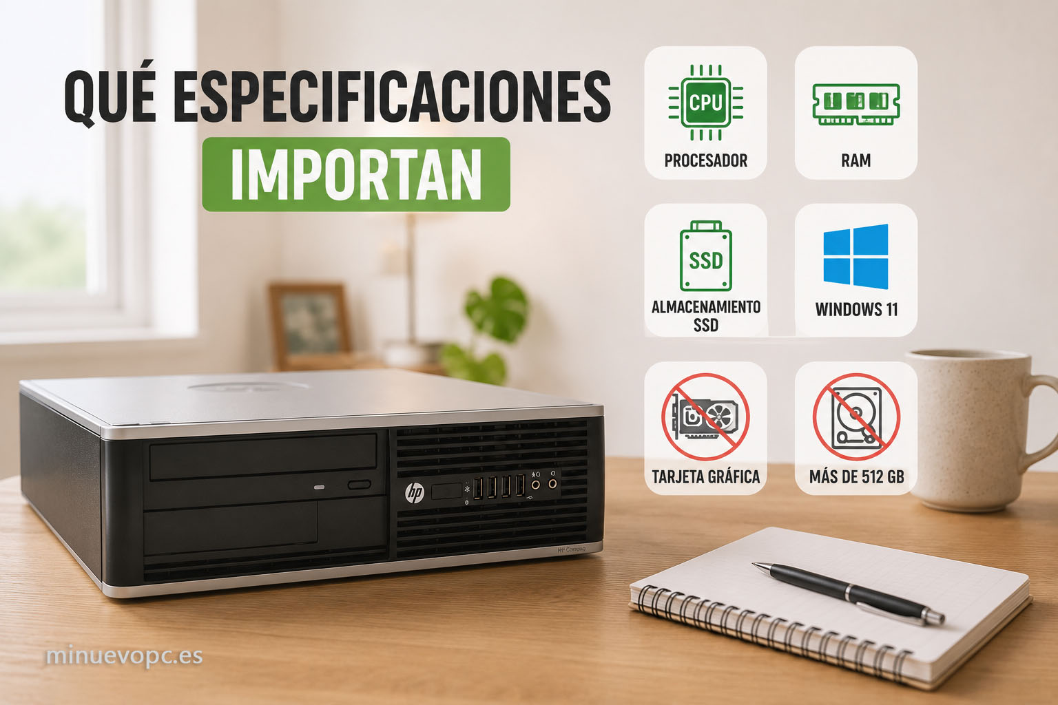 Qué especificaciones mirar al comprar un PC para tus padres: SSD, RAM y Windows 11 para mayor fluidez.