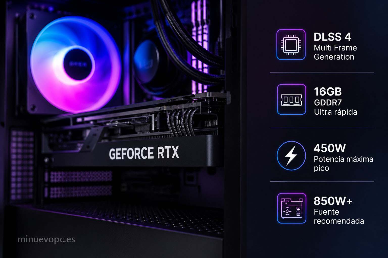 RTX 5080 con DLSS 4, memoria GDDR7 y mayor potencia para gaming 4K frente a modelos de calidad precio inferiores