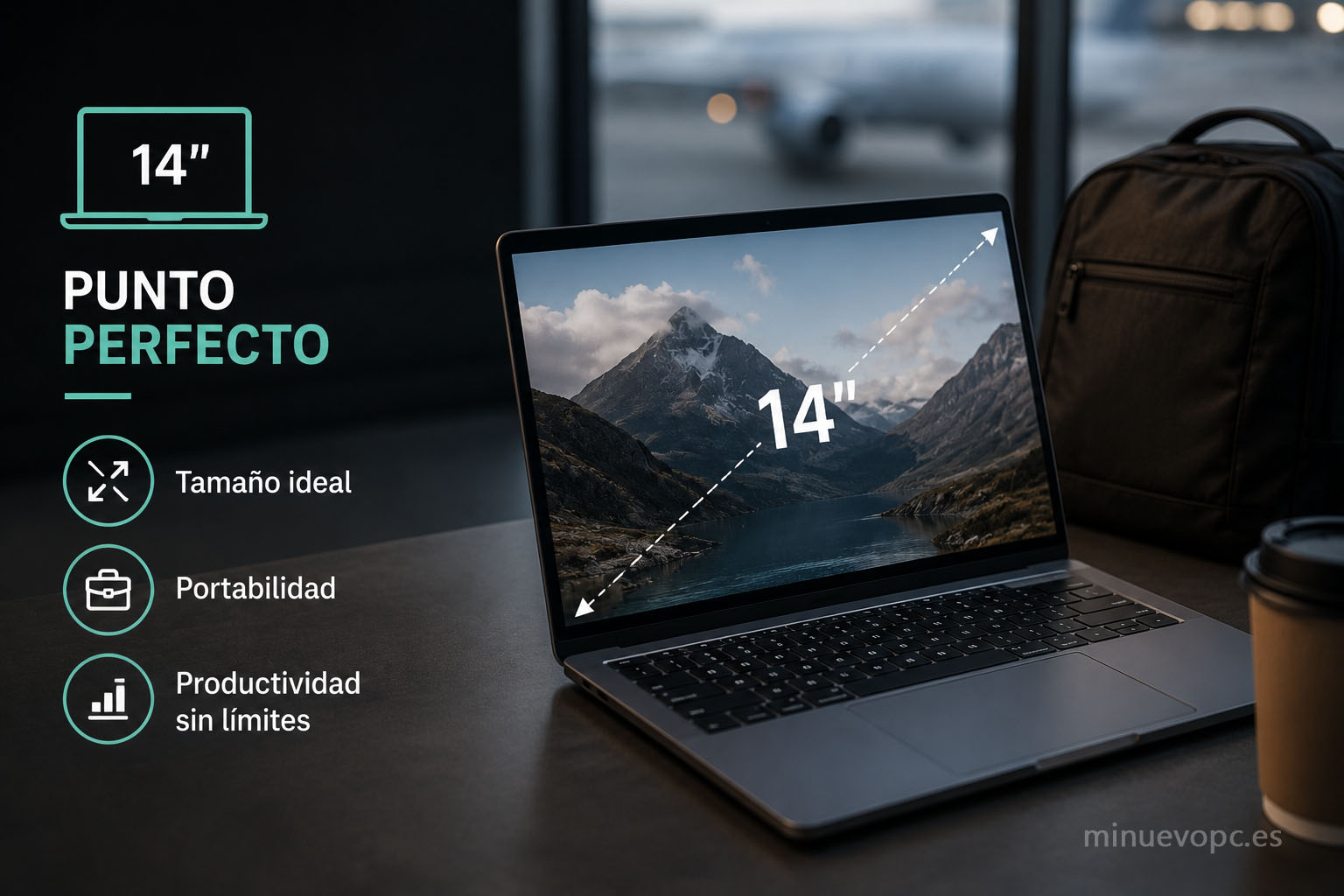Pantalla de portátil 14 pulgadas ideal para viajar y trabajar, equilibrio entre comodidad visual, portabilidad y productividad profesional