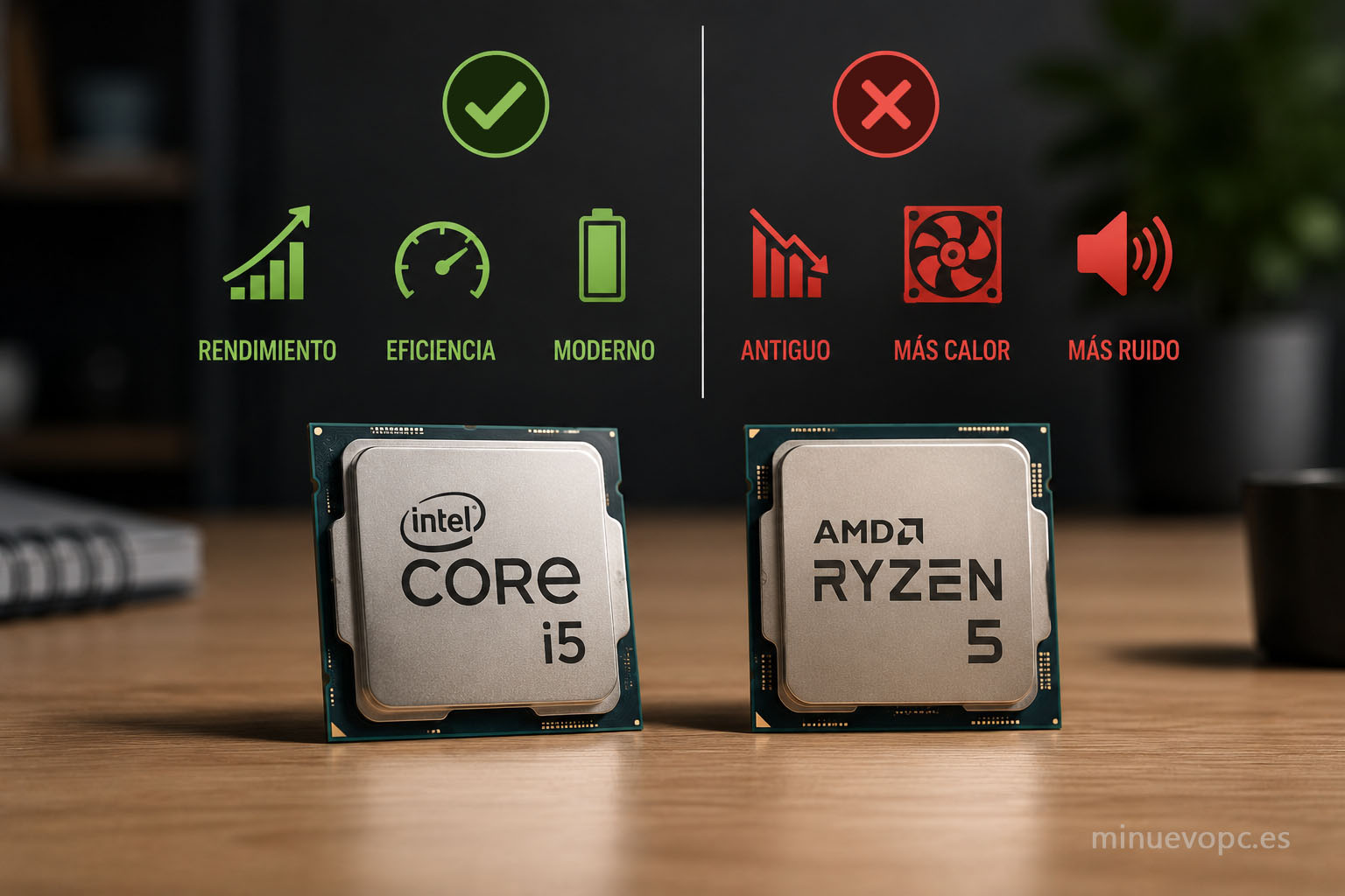 Procesador moderno para PC de oficina con enfoque en eficiencia, multitarea y rendimiento real frente al marketing de modelos antiguos