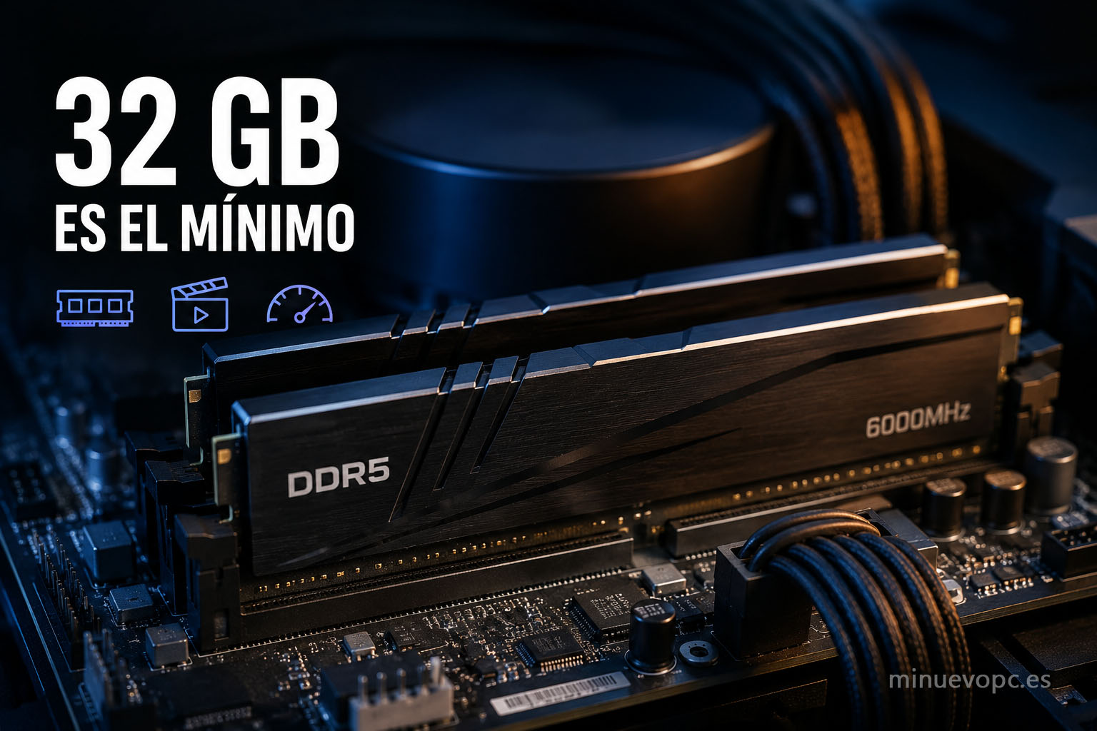 Memoria RAM DDR5 instalada en un PC de edición de vídeo para trabajar con proyectos 4K de forma fluida y sin cuellos de botella