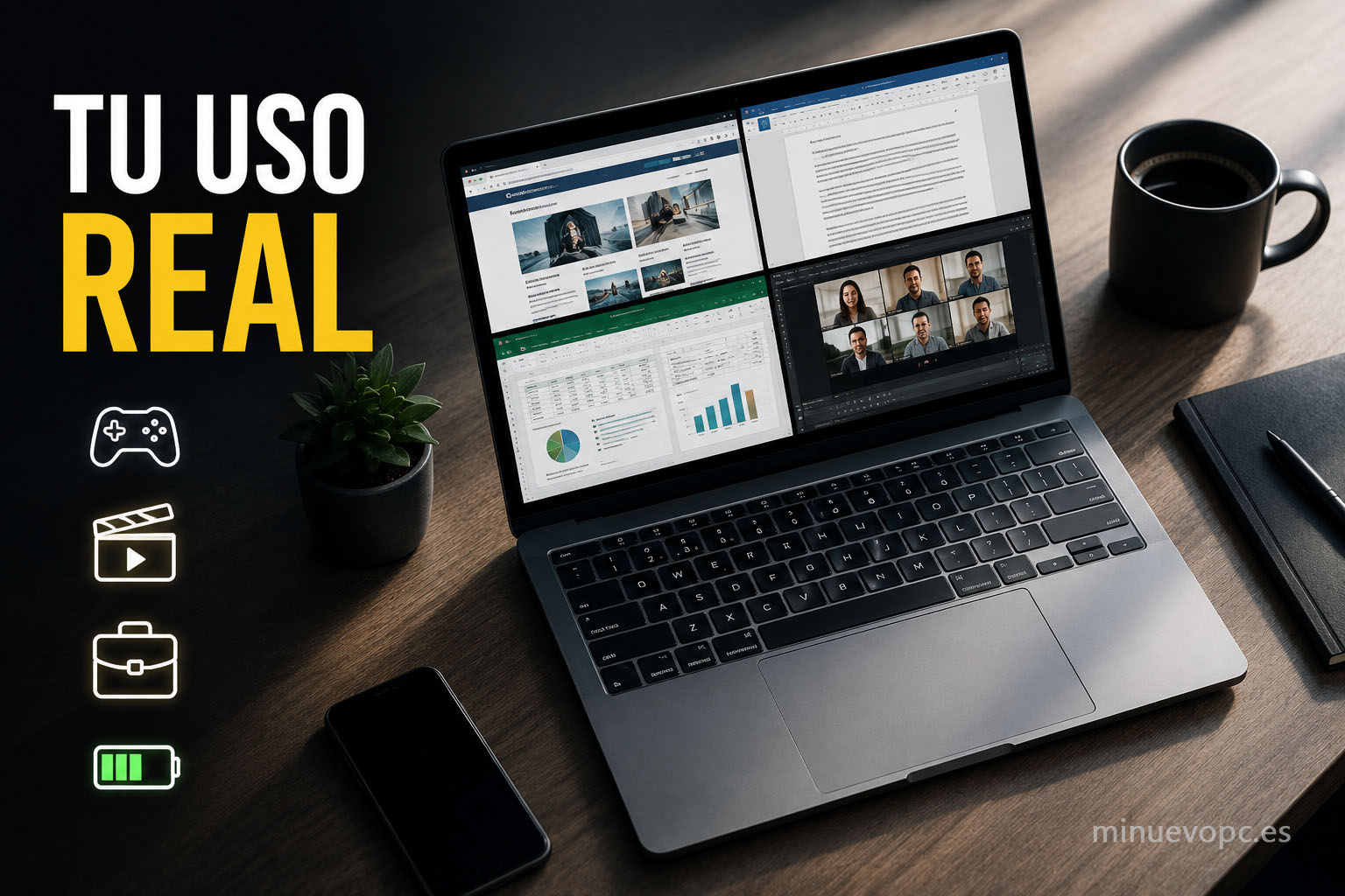 Análisis del uso real de un portátil para elegir correctamente entre rendimiento, autonomía y movilidad