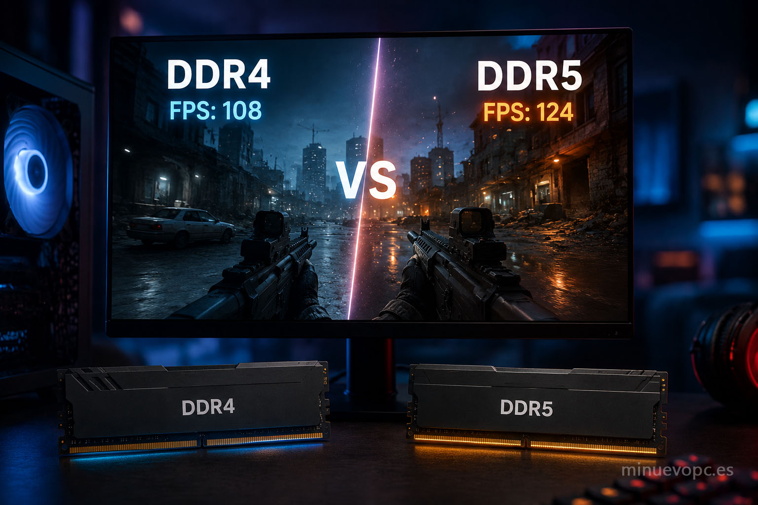Memoria RAM de alto rendimiento para gaming, con diferencias reales de FPS según frecuencia y configuración